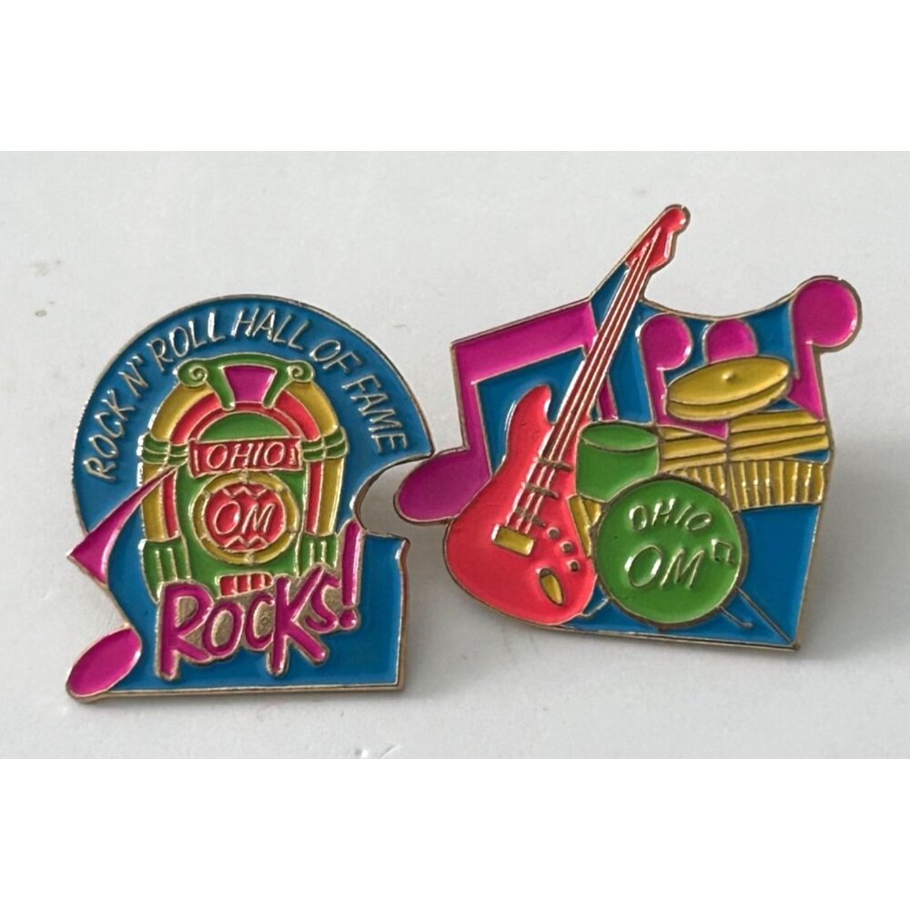 Vintage Odyssey of the Mind Ohio OH Rock N Roll Band Music Instruments 2 pin